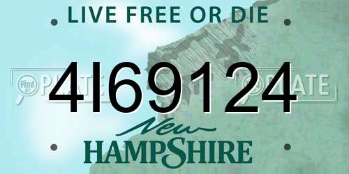 4I69124 New Hampshire License Plate