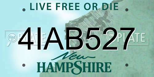 4IAB527 New Hampshire License Plate