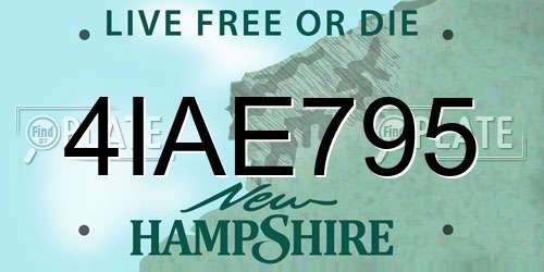4IAE795 New Hampshire License Plate