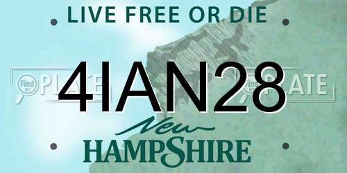4IAN28 New Hampshire License Plate