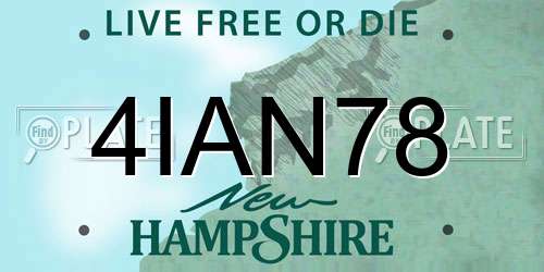 4IAN78 New Hampshire License Plate
