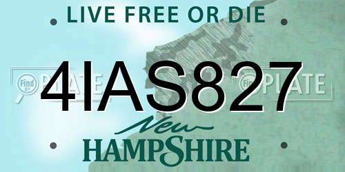 4IAS827 New Hampshire License Plate