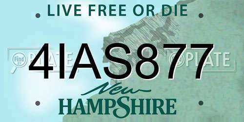 4IAS877 New Hampshire License Plate