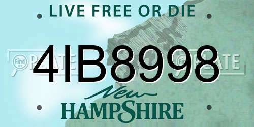 4IB8998 New Hampshire License Plate