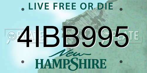 4IBB995 New Hampshire License Plate