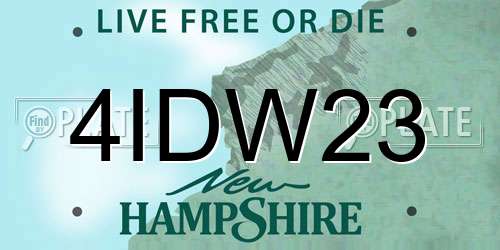 4IDW23 New Hampshire License Plate