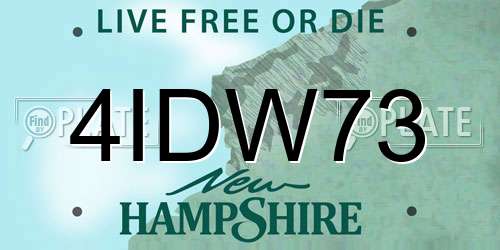 4IDW73 New Hampshire License Plate