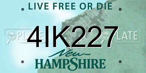 4IK227 New Hampshire License Plate