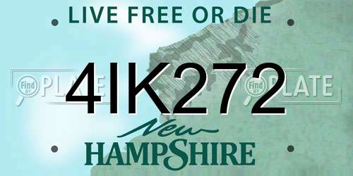 4IK272 New Hampshire License Plate
