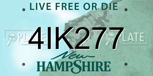 4IK277 New Hampshire License Plate
