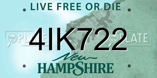 4IK722 New Hampshire License Plate