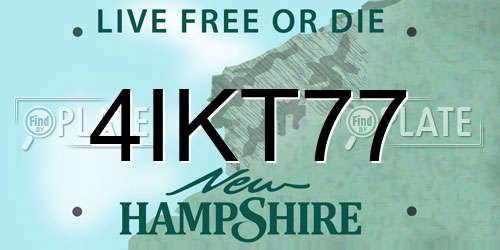 4IKT77 New Hampshire License Plate
