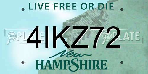 4IKZ72 New Hampshire License Plate