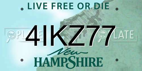 4IKZ77 New Hampshire License Plate