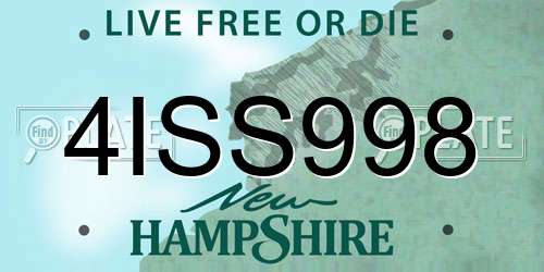 4ISS998 New Hampshire License Plate