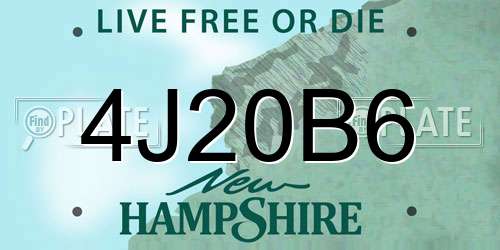 4J20B6 New Hampshire License Plate