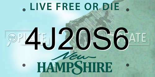 4J20S6 New Hampshire License Plate