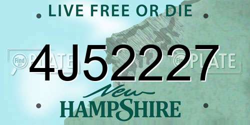 4J52227 New Hampshire License Plate
