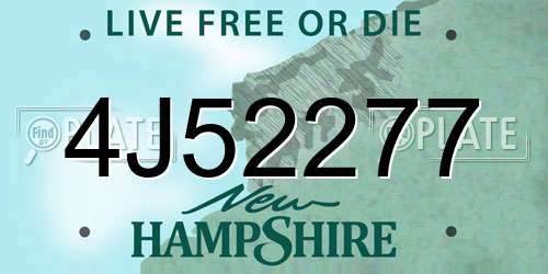 4J52277 New Hampshire License Plate