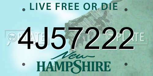 4J57222 New Hampshire License Plate