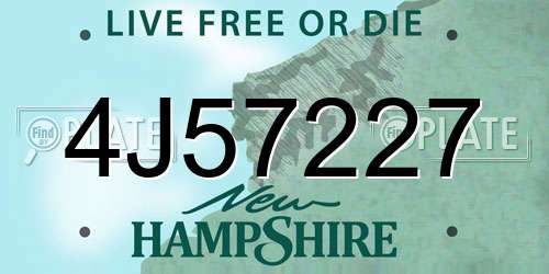 4J57227 New Hampshire License Plate