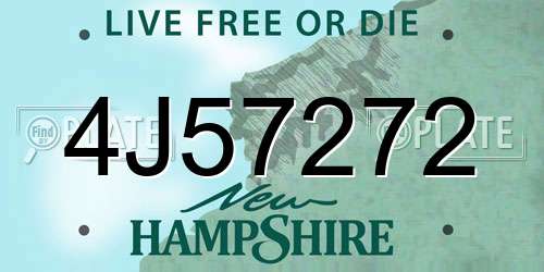 4J57272 New Hampshire License Plate