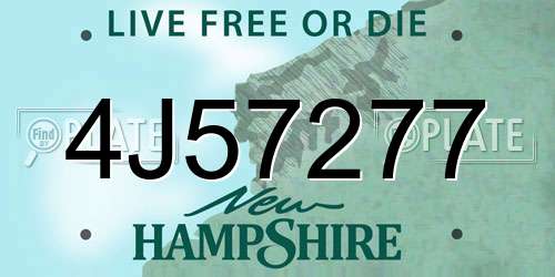 4J57277 New Hampshire License Plate