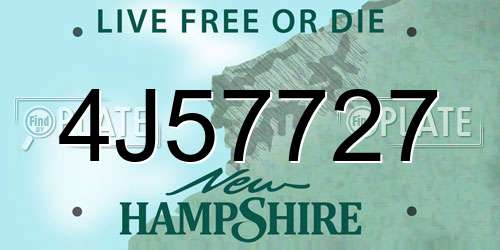 4J57727 New Hampshire License Plate