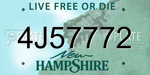 4J57772 New Hampshire License Plate