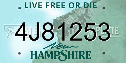 4J81253 New Hampshire License Plate