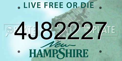 4J82227 New Hampshire License Plate