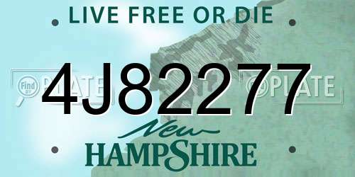 4J82277 New Hampshire License Plate