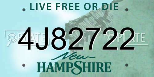 4J82722 New Hampshire License Plate