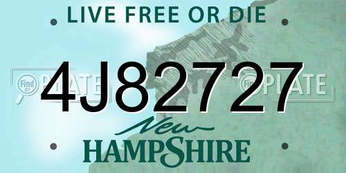 4J82727 New Hampshire License Plate