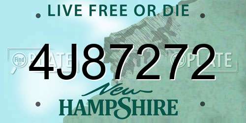 4J87272 New Hampshire License Plate
