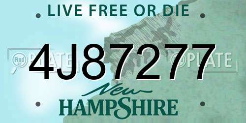 4J87277 New Hampshire License Plate