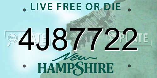 4J87722 New Hampshire License Plate