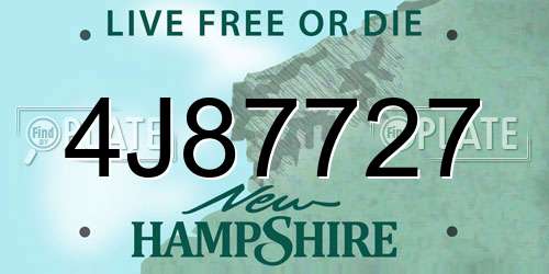 4J87727 New Hampshire License Plate