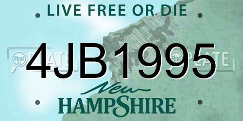 4JB1995 New Hampshire License Plate