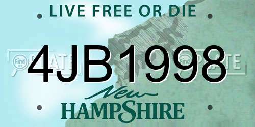 4JB1998 New Hampshire License Plate