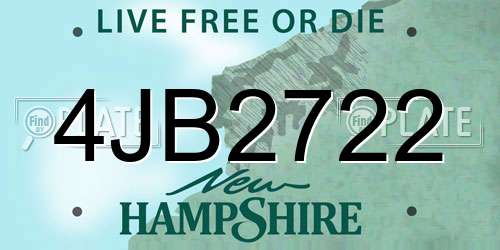 4JB2722 New Hampshire License Plate