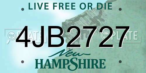 4JB2727 New Hampshire License Plate