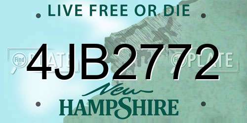 4JB2772 New Hampshire License Plate