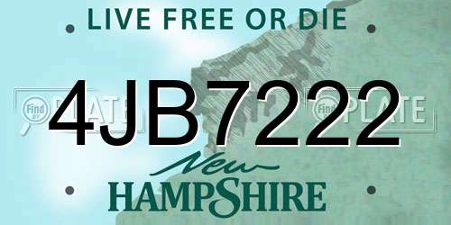 4JB7222 New Hampshire License Plate