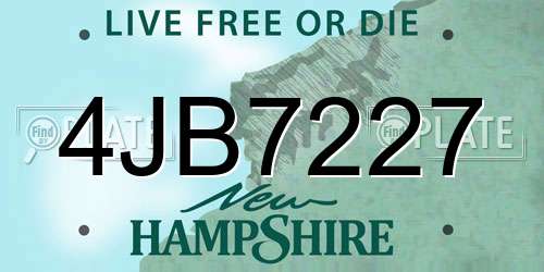 4JB7227 New Hampshire License Plate