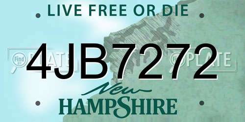 4JB7272 New Hampshire License Plate