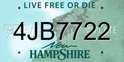 4JB7722 New Hampshire License Plate