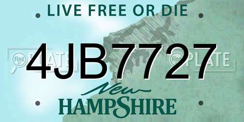 4JB7727 New Hampshire License Plate
