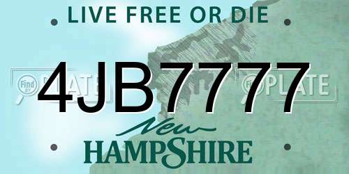 4JB7777 New Hampshire License Plate