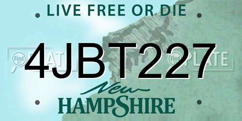 4JBT227 New Hampshire License Plate